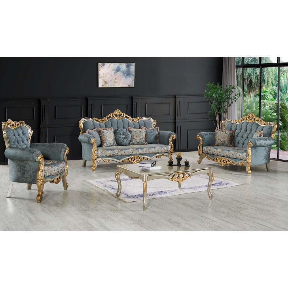 Buse Traditional Style 3 Pieces Living Room Set 1 Sofa 1 Loveseat 1 Chair