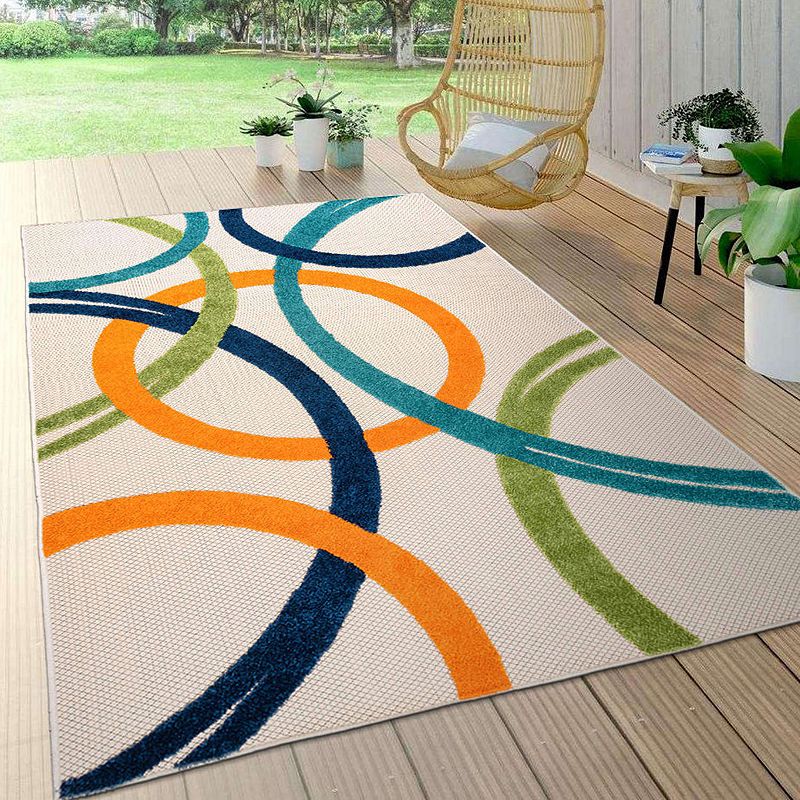 World Rug Gallery Contemporary Circles Indoor Outdoor Rug