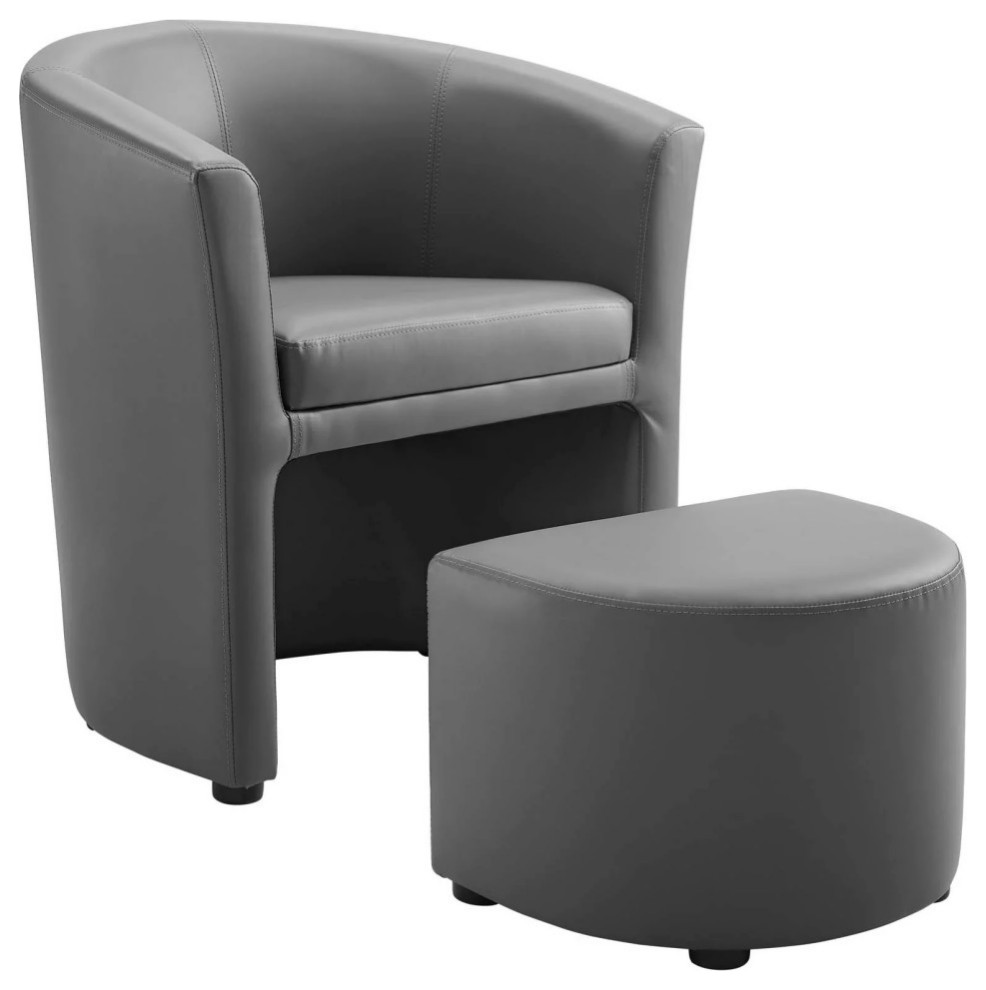 Tomas Gray Armchair And Ottoman   Contemporary   Footstools And Ottomans   by Rustic Home Furniture Deco  Houzz