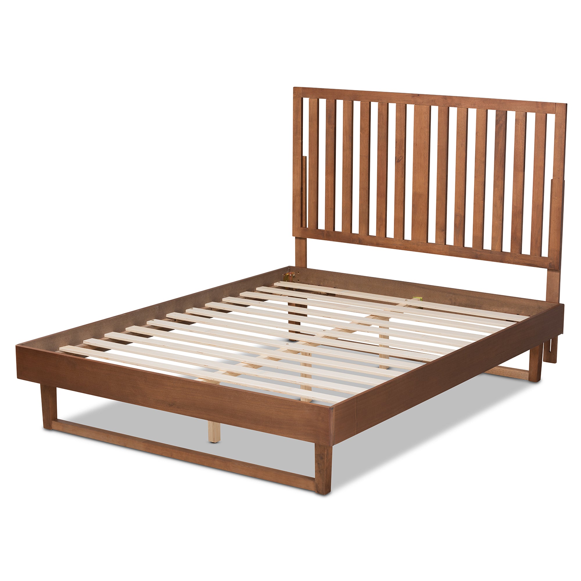 Baxton Studio Marin Contemporary/Modern Engineered Wood Platform Bed, Full, Walnut Brown