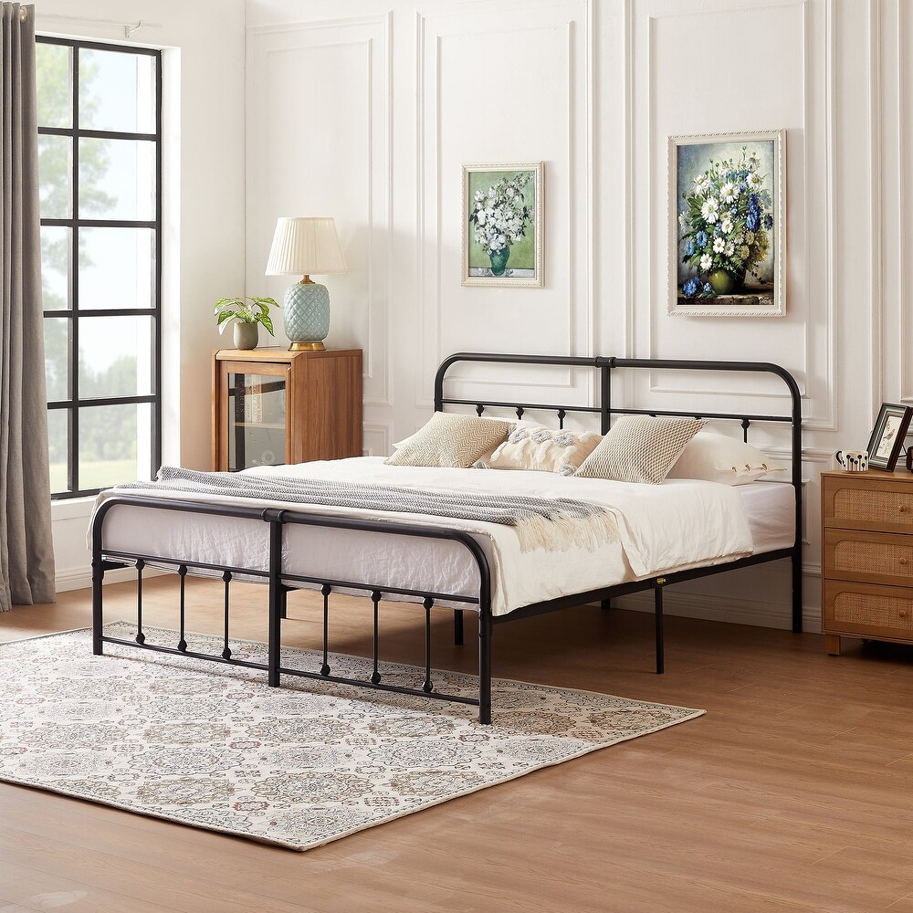 Javlergo Modern Platform Bed Frame Twin/Full/Queen/King Size Metal Bed with Headboard and Footboard