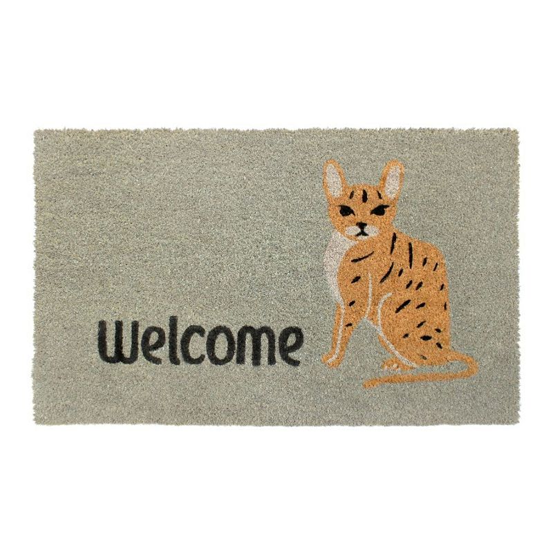 RugSmith Machine Tufted Cheetah Cat Coir Doormat