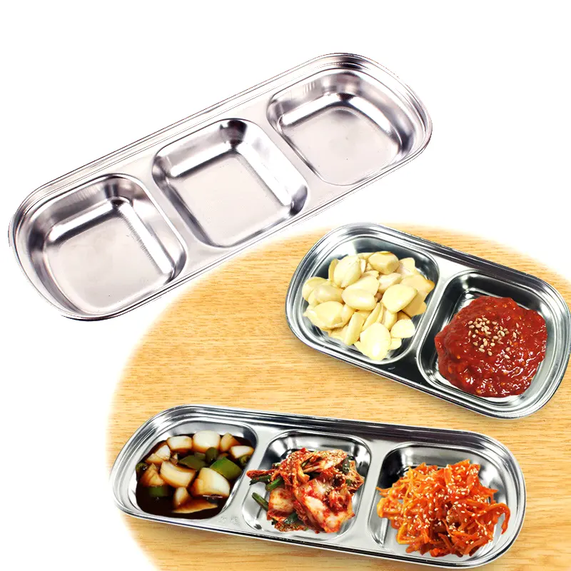 Korean Hot Selling Stainless Steel Condiment Bowl Divider Sauce Dish Herb Spice Tools For Kitchen