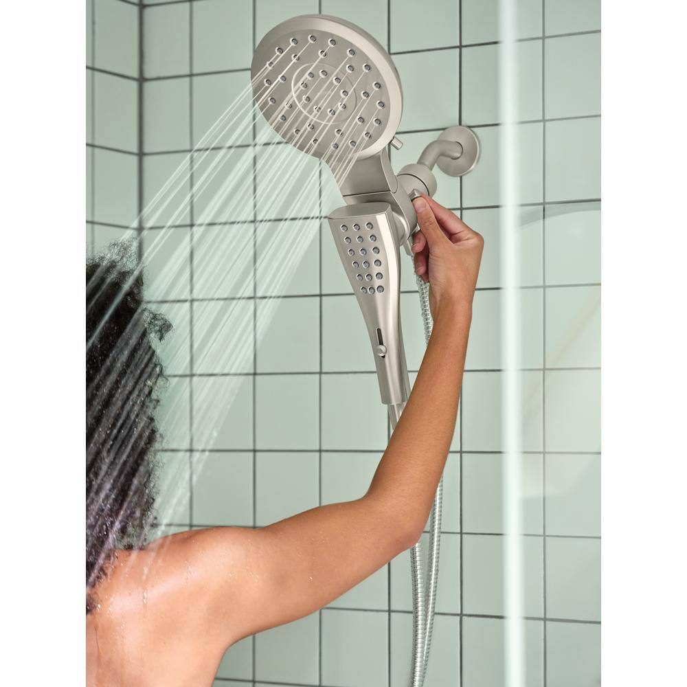 MOEN Verso 8-Spray Patterns with 1.75 GPM 7 in. Wall Mount Dual Shower Heads with Infiniti Dial in Spot Resist Brushed Nickel 220C2EPSRN