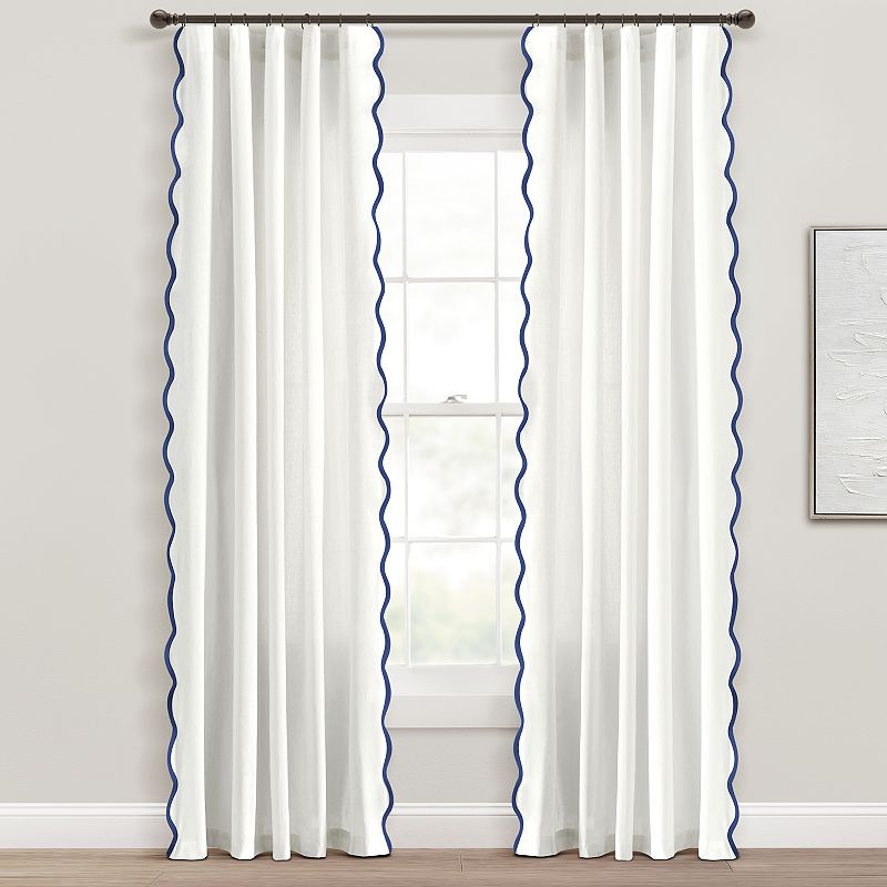 Lush Decor Coastal Chic Scallop Edge Set of 2 Window Curtain Panels