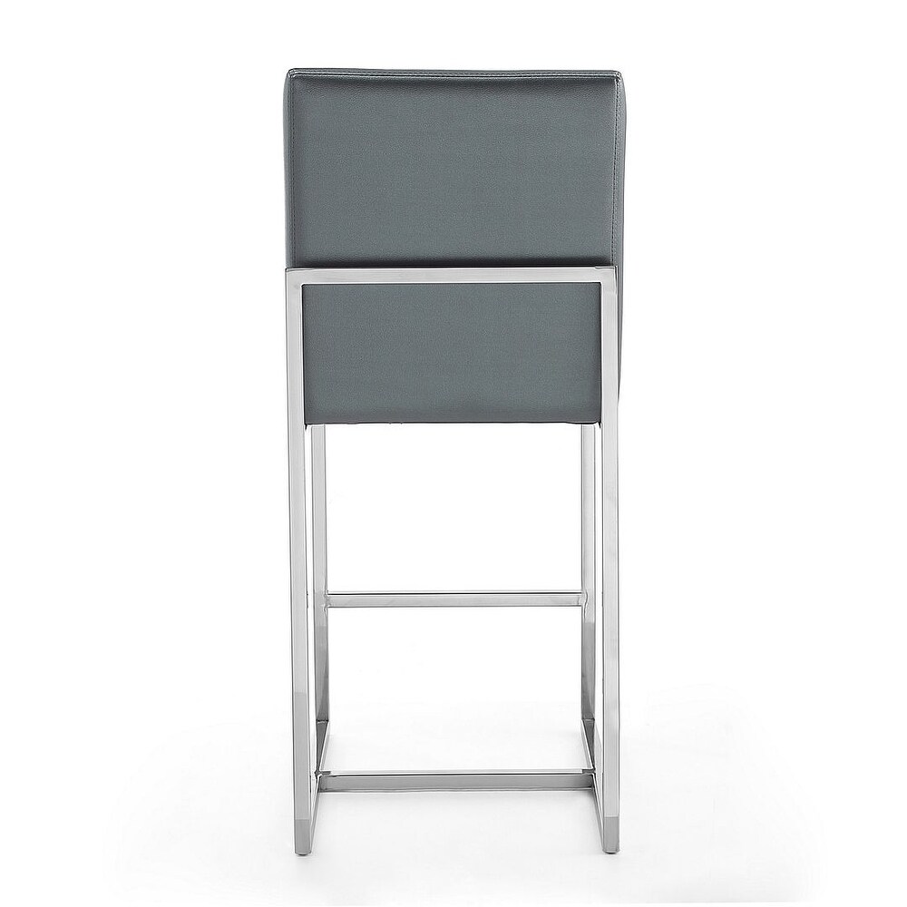 Manhattan Comfort Element 37.2 in. Chrome Stainless Steel Counter Height Bar Stool