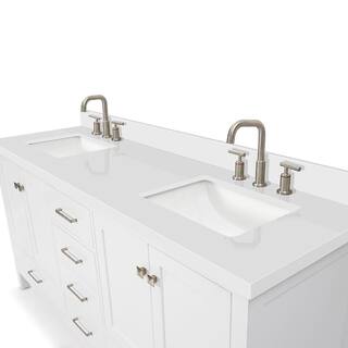 ARIEL Cambridge 73 in. W x 22 in. D x 35 in. H Bath Vanity in White with Quartz Vanity Top in White with White Basin A073DWQRVOWHT