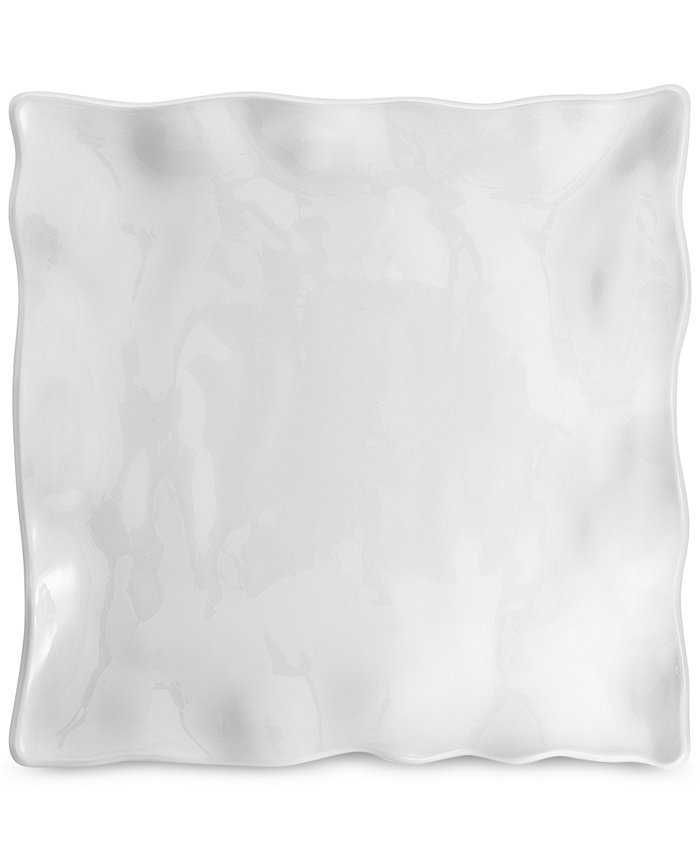 Q Squared Small White Ruffle Melamine Square Platter