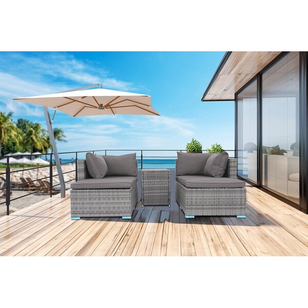 5piece Patio Furniture Wicker Sectional Sofa Set with Cushions