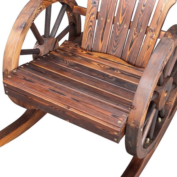 Karlhome Wagon Wheel Wood Adirondack Rocking Chair