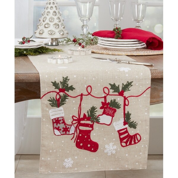 Christmas Table Runner With Stockings Design