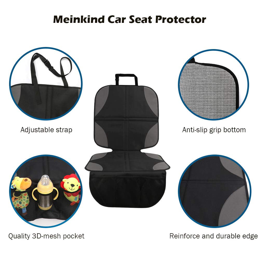 Car Seat Protector， Seat Cover Pad for Child Baby Car Seat， Water-Proof Non-Slip Car Seat Cover Protector for Pet Car Seat Pad with Organizer， Universal Size and Durable - Black