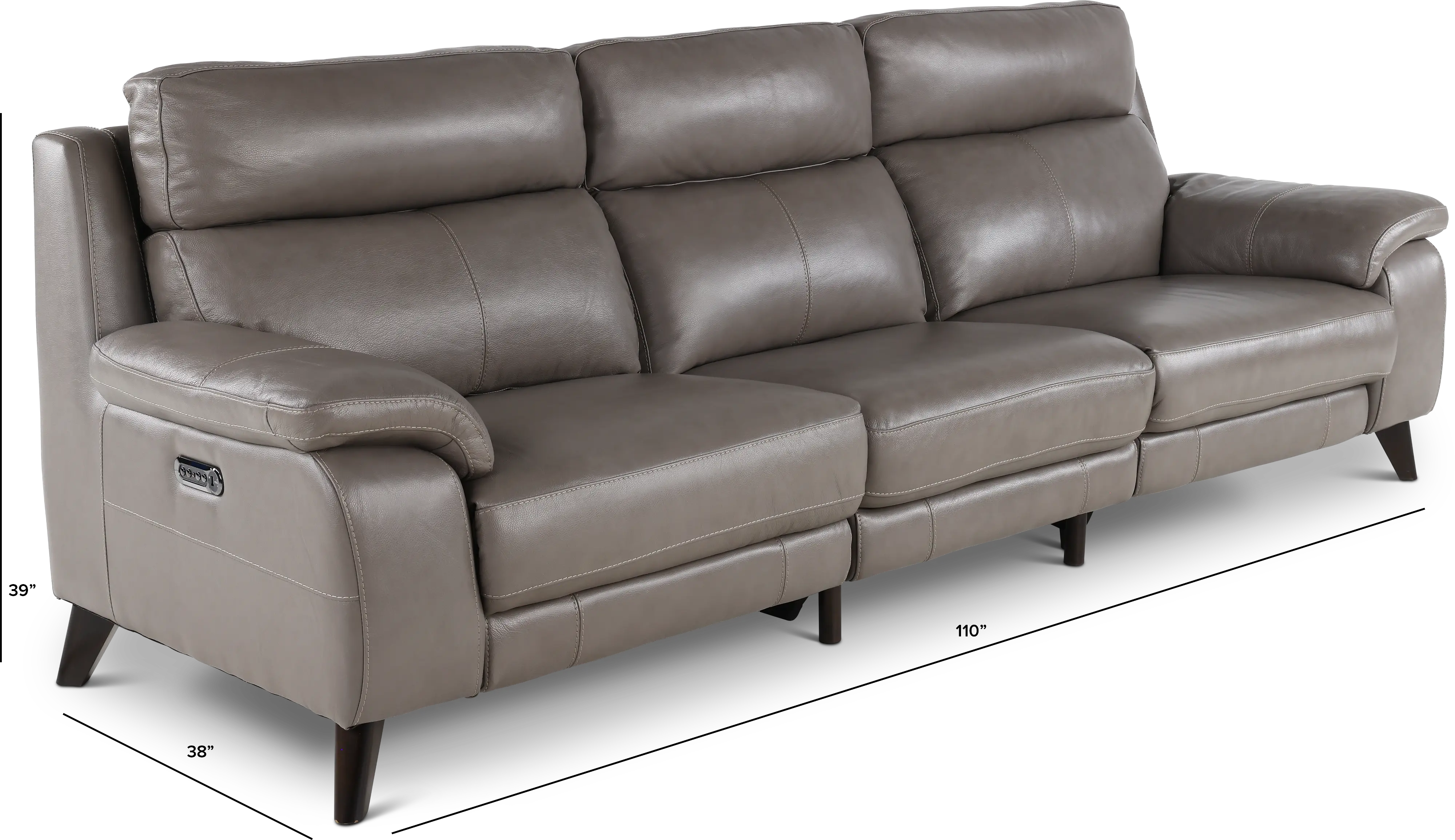 Venice Gray Leather-Match Dual Power Reclining Sofa