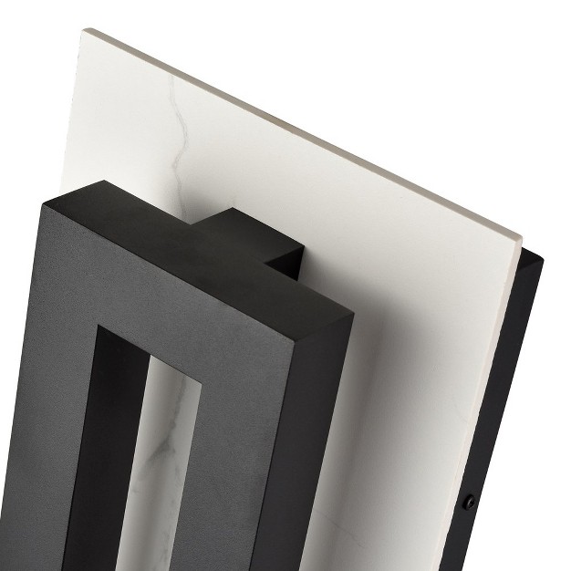 C Cattleya Matte Black Integrated Led Outdoor Wall Light With White Rock Slab