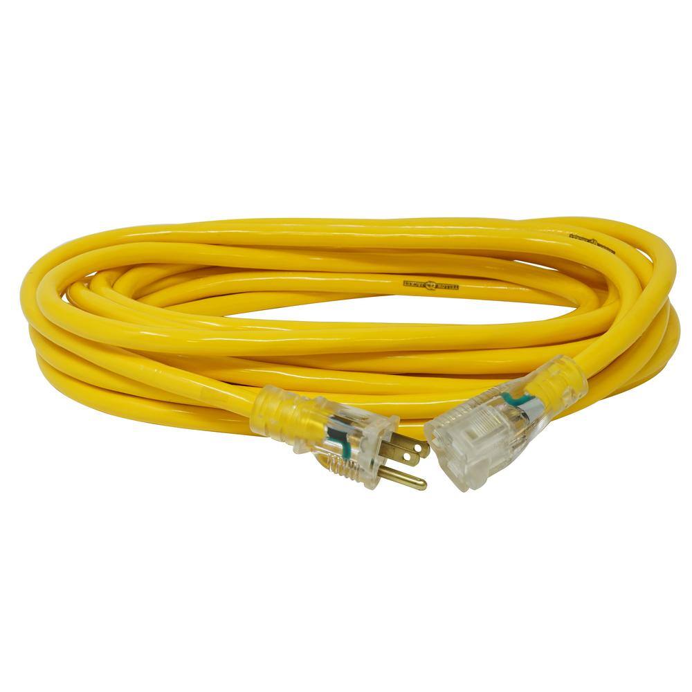 Yellow Jacket 25 ft. 123 SJTW Outdoor Heavy-Duty Extension Cord with Power Light Plug 2883