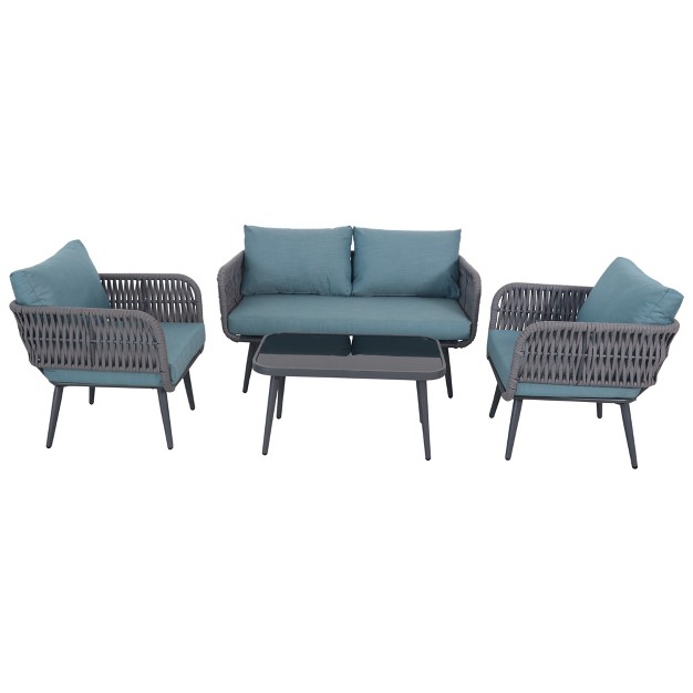 Northlight 4 piece Caicos Outdoor Patio Conversation Set With Cushions