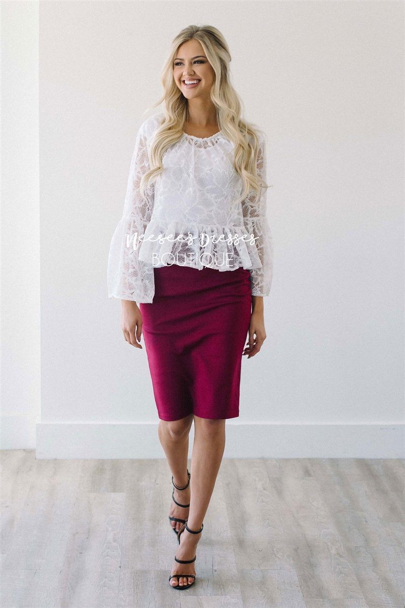 Perfect Fit Cranberry Pencil Skirt