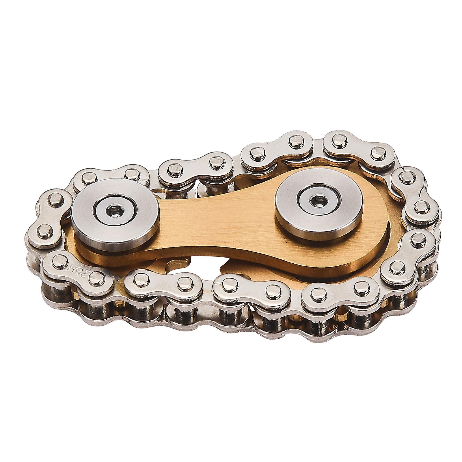 Stainless Steel Gear Chain Fidget Spinner Chainwheel Decompression Toy， Gold