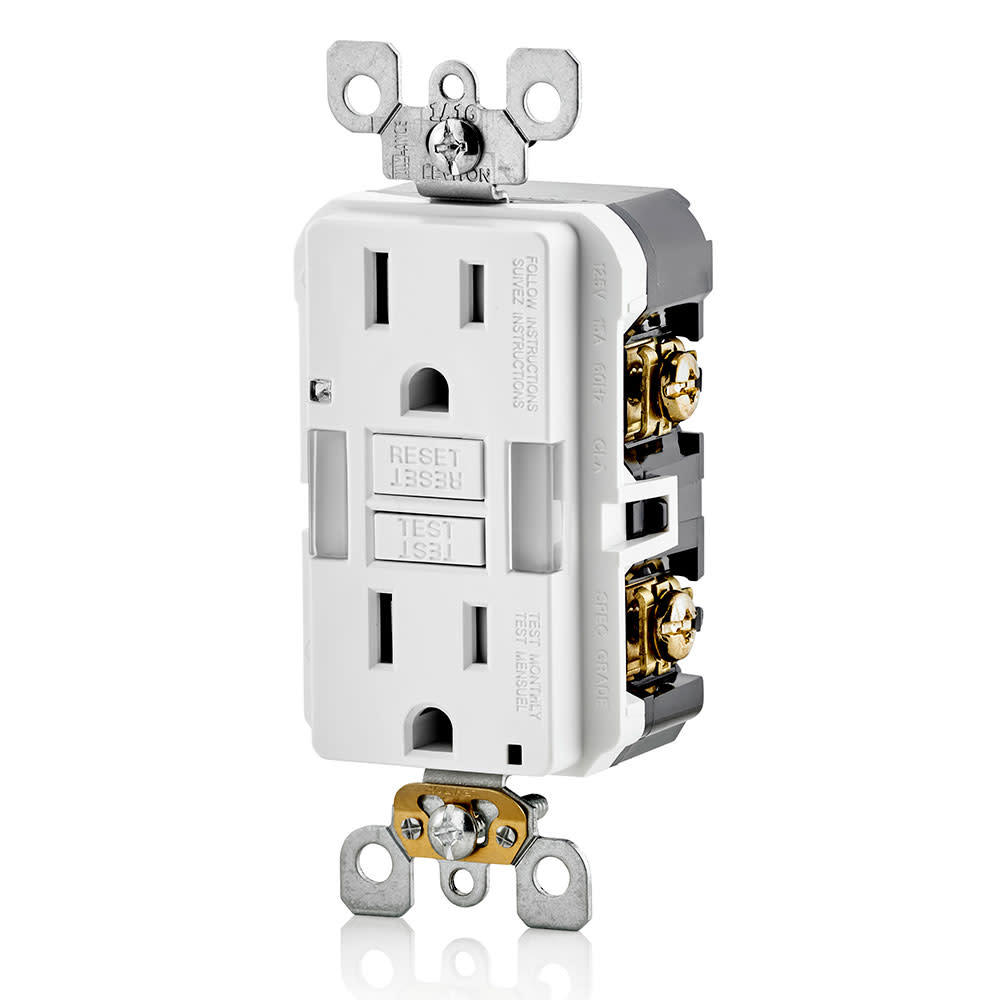 Leviton SmartlockPro GFCI Outlet 15A 125V Duplex White NEMA 5-15R