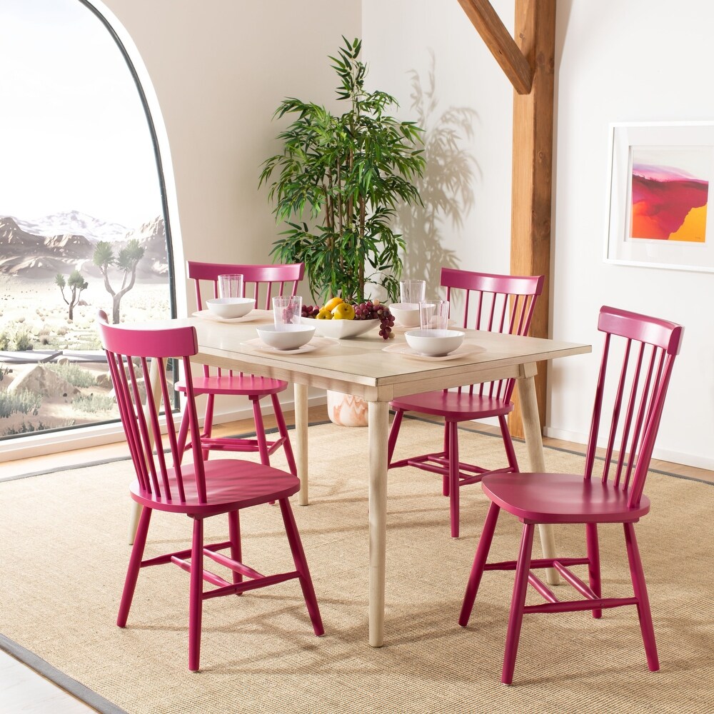 SAFAVIEH Dining Country Lifestyle Spindle Back Raspberry Dining Chairs (Set of 2)   20.5\