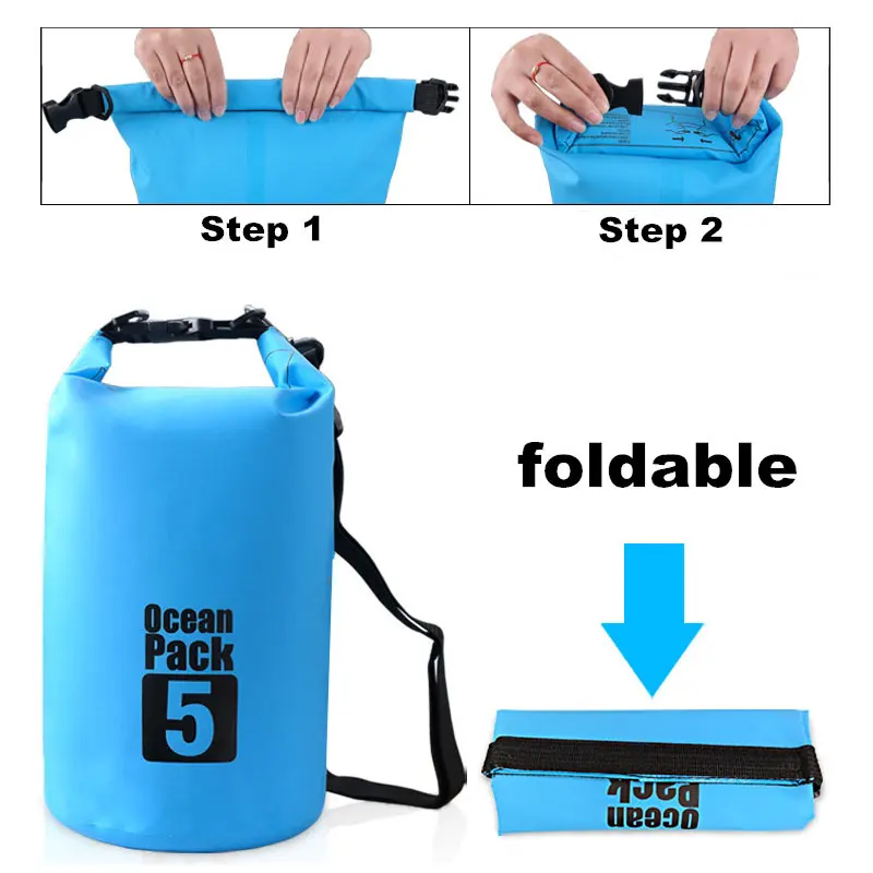 Durable Camping Hiking Boating Ocean Pack Sport Beach Gear 500d Pvc 2l 5l 10l 20l Waterproof Dry Bag