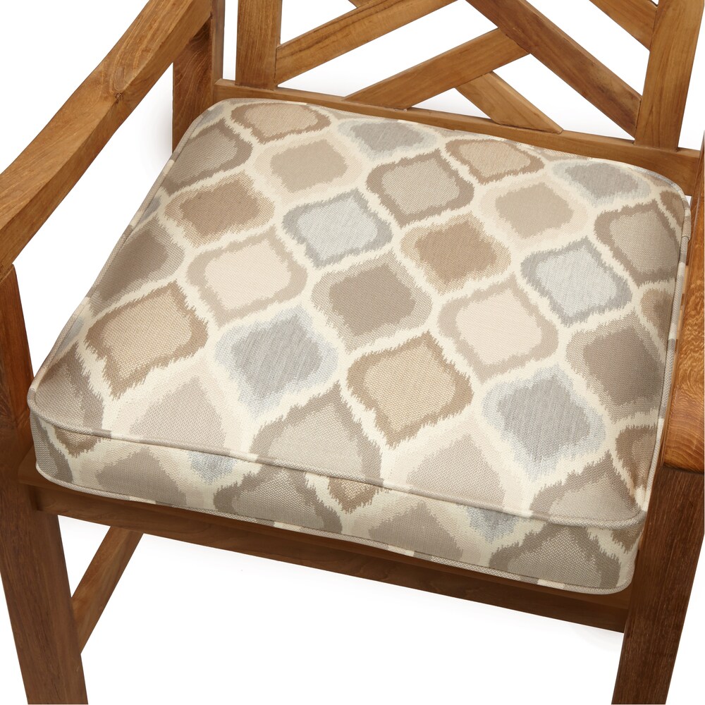 Sorra Home Beige/ Grey Ogee Indoor/ Outdoor 19 inch Chair Cushion with Sunbrella Fabric