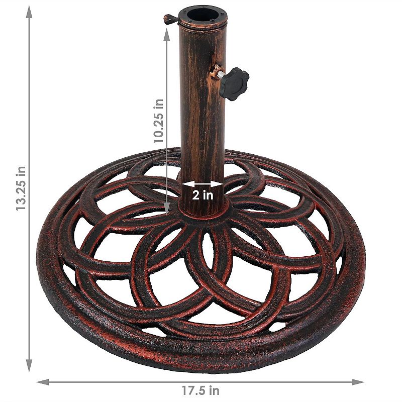 Sunnydaze 17 in Celtic Knot Cast Iron Round Patio Umbrella Base - Bronze