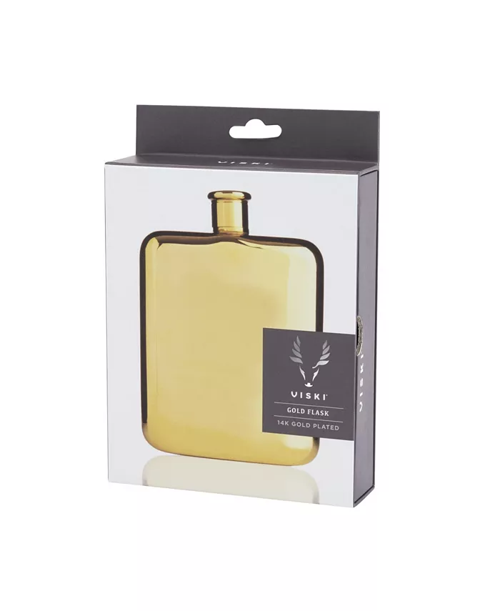 Viski Belmont 14k Gold-Plated Drinking Flask 6 Oz