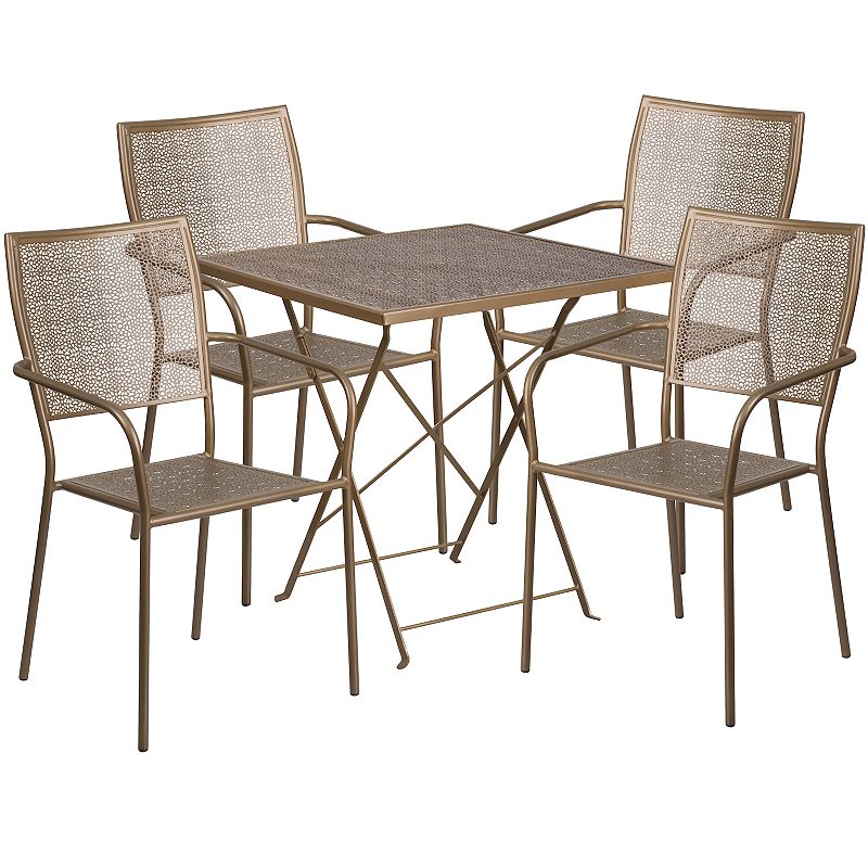 Flash Furniture Commercial Square Indoor / Outdoor Folding Patio Table and Chair 5-piece Set