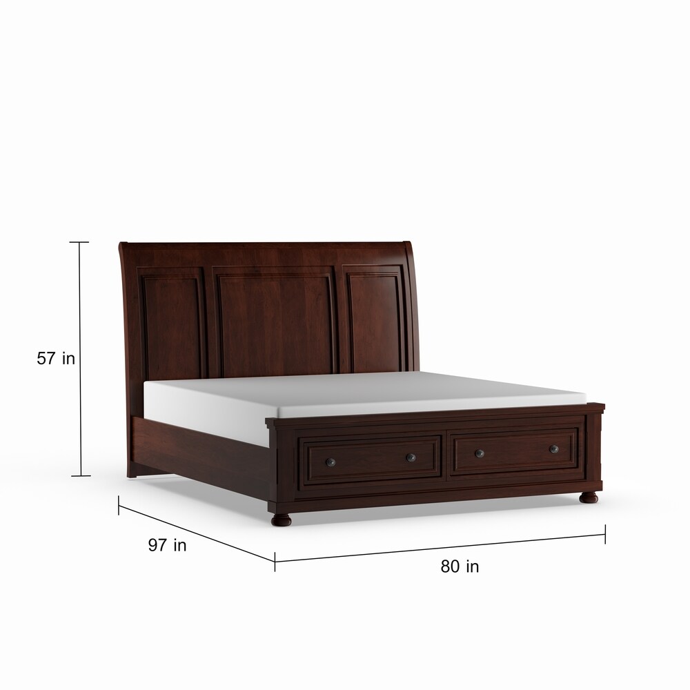 Barelle I Transitional Cherry Solid Wood Storage 3 piece Platform Bedroom Set with USB Port by Furniture of America