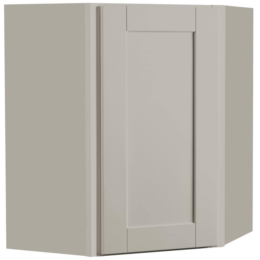 Hampton Bay Shaker Dove Gray Stock Assembled Diagonal Corner Wall Kitchen Cabinet (24 in. x 30 in. x 12 in.) KWD2430-SDV