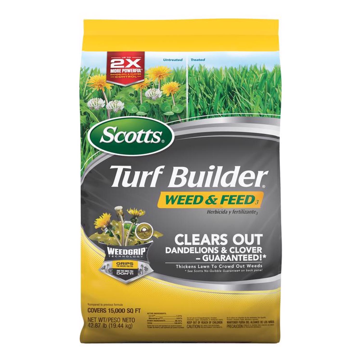 Scotts Turf Builder Weed and Feed Lawn Fertilizer For Multiple Grass Types 15000 sq ft