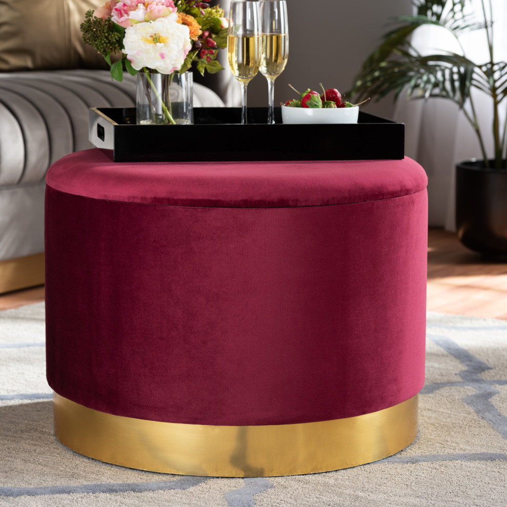 Alessia Velvet Fabric Upholstered Storage Ottoman   Contemporary   Footstools And Ottomans   by Baxton Studio  Houzz