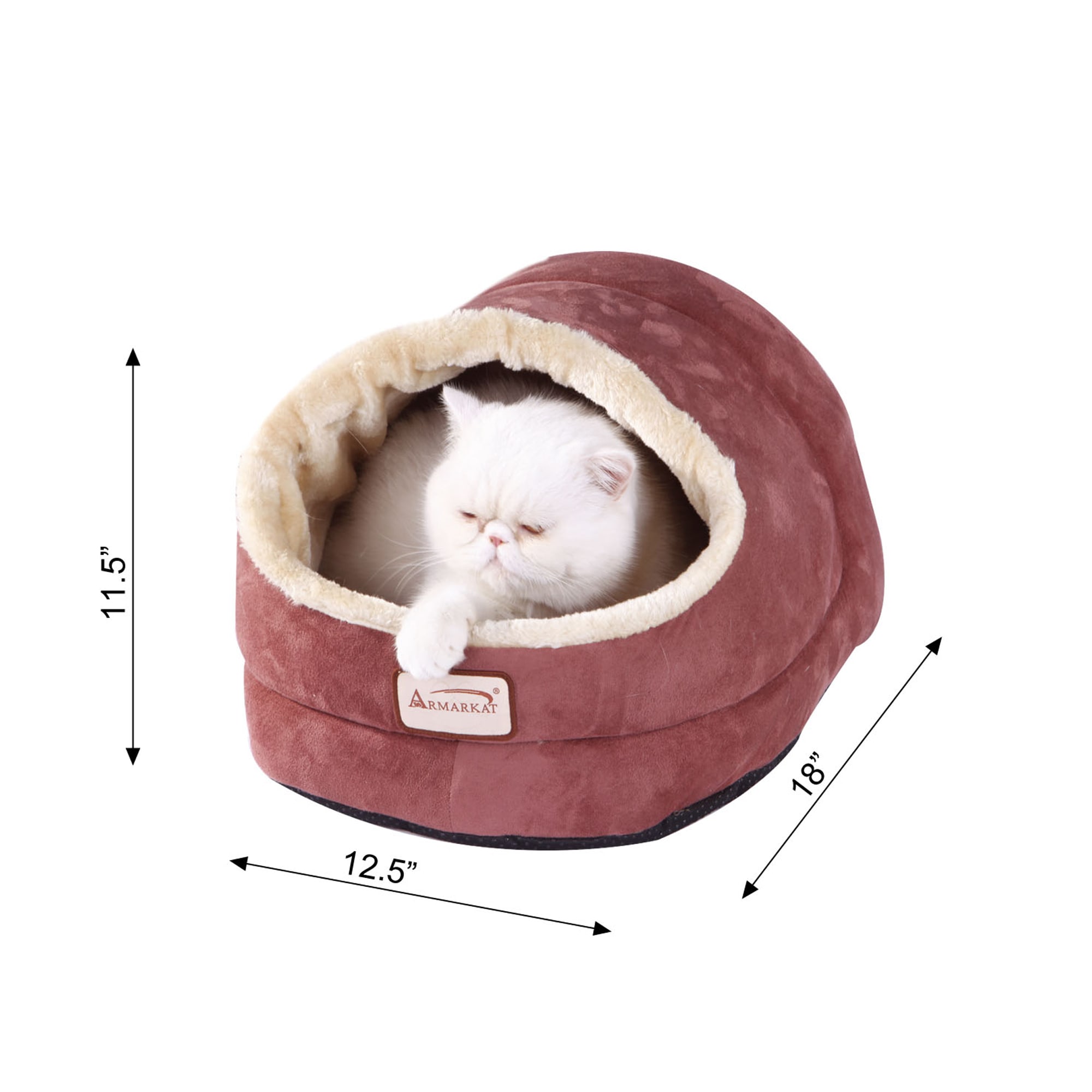 Armarkat Cave Cat Bed in Indian Red， 18