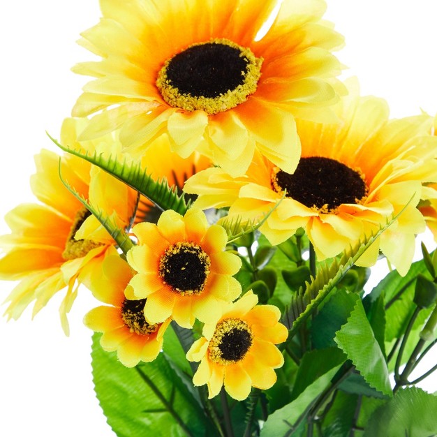 Juvale 2 Bunches Artificial Sunflowers For Decoration Centerpieces Wedding Decor Floral Arrangements Yellow 13 5 In