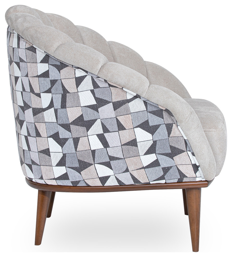Michael Amini Balboa Chenille Accent Chair   Beach Gray/Warm Walnut   Midcentury   Armchairs And Accent Chairs   by Michael Amini  Houzz