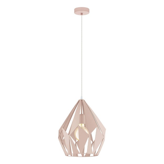 1 light Carlton Geometric Pendant With Pastel Apricot Shade Eglo