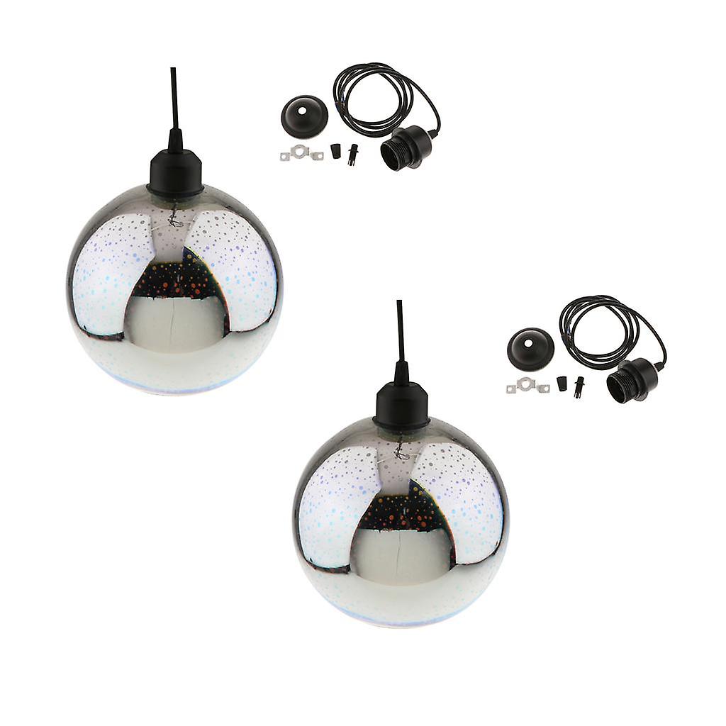 2-piece 3d Colored Sparkling Glass Ceiling Lights Pendant Lampshade Silver