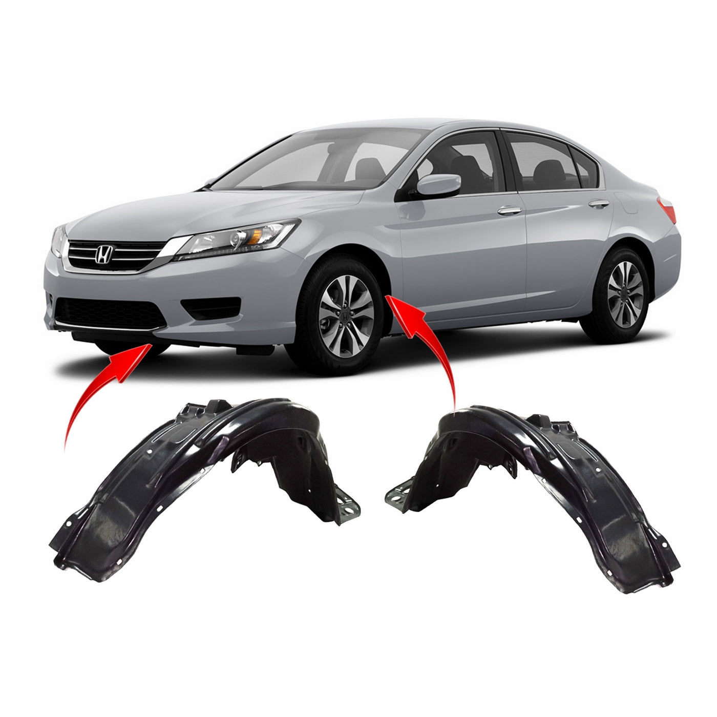 Set of 2 Fender Liners for Honda Accord 2013-2015 HO1248152 HO1249152