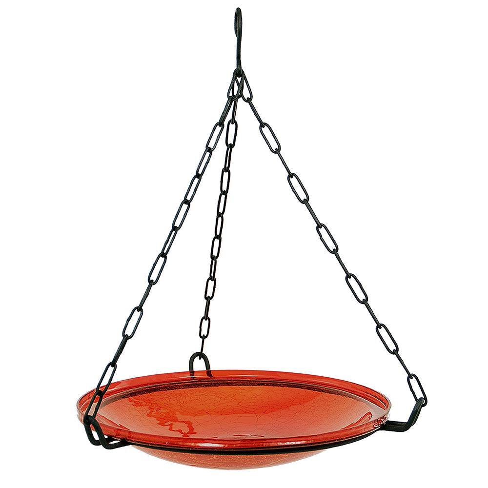 Achla Designs 14 in. Dia Red Reflective Crackle Glass Birdbath Bowl CGB-14R