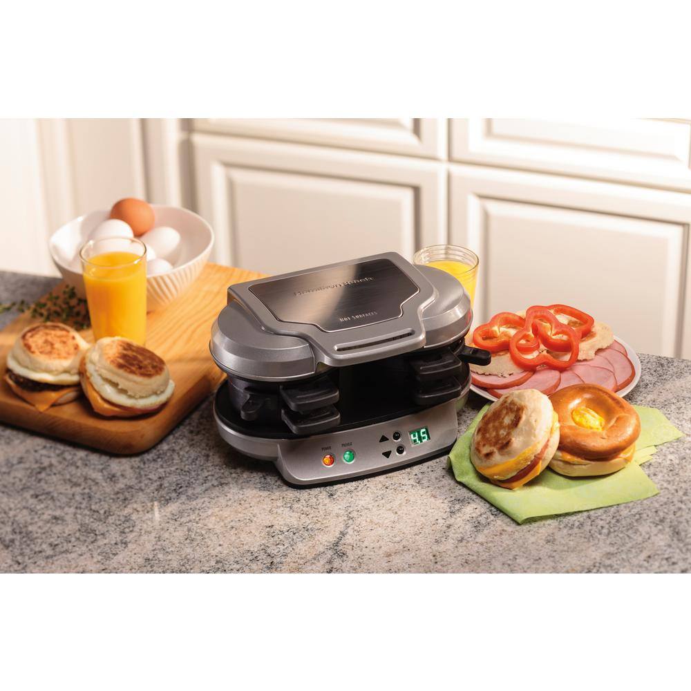 Hamilton Beach 8 sq. in. Gray Dual Breakfast Sandwich Maker 25490A