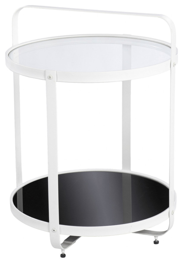 27 quotWhite Glass And Iron Round End Table With Shelf   Contemporary   Side Tables And End Tables   by HomeRoots  Houzz