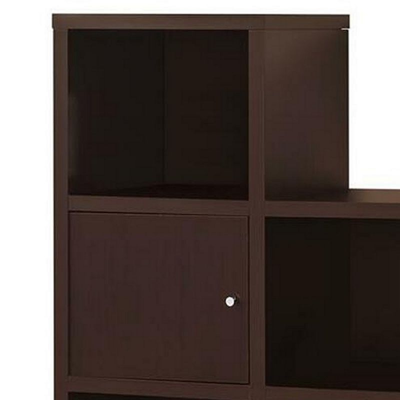 Contemporary Bookcase with Stair like Design， brown