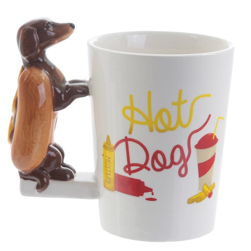 Puppy Hot Dog Shape Ceramic Coffee Mug Tea Cup Novelty Gift