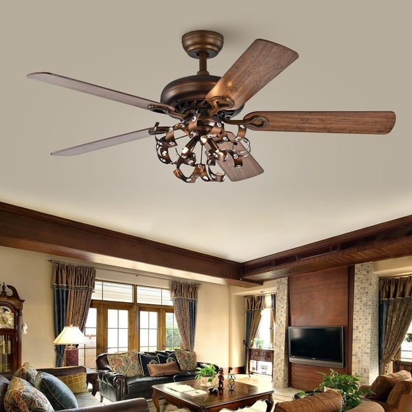 Paz Satin Bronze 52-Inch 5-Blade Lighted Ceiling Fan Shopping - The Best Deals on Ceiling Fans | 35259969