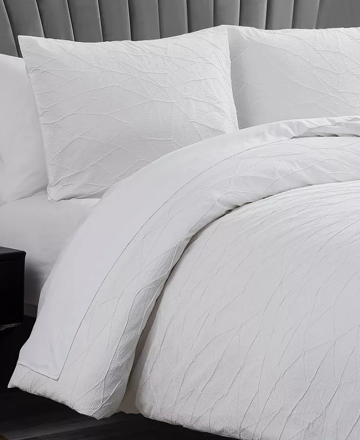 Vera Wang 3 Piece Abstract Crinkle Duvet Cover Set， Queen