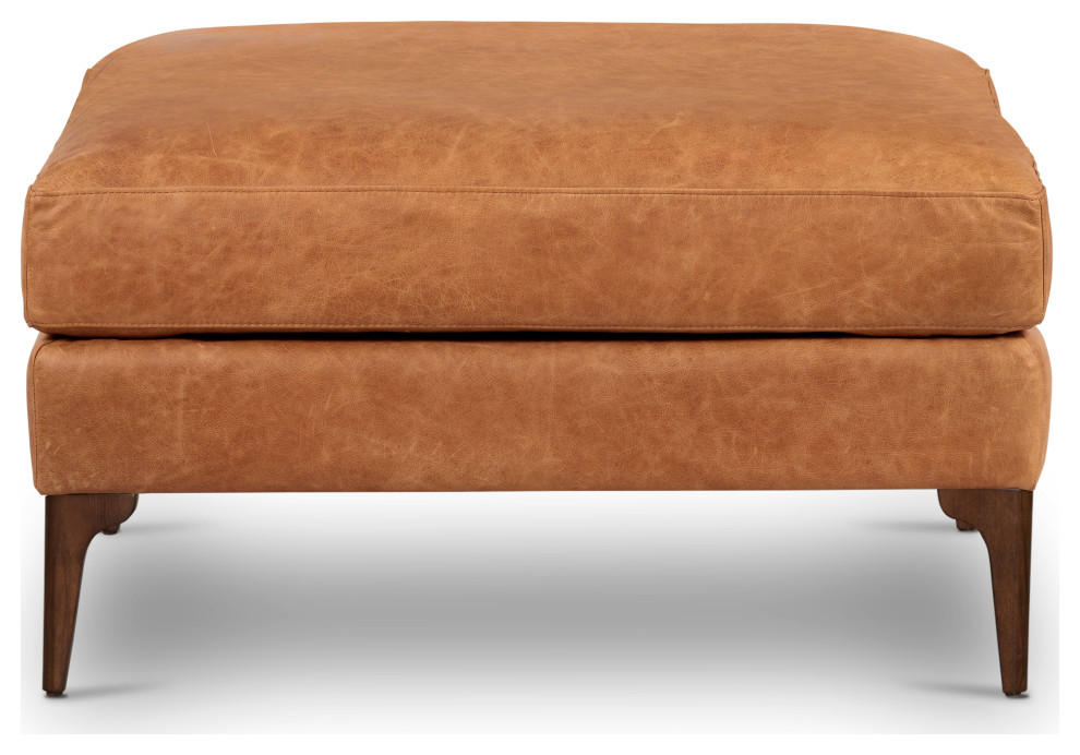 Poly and Bark Mateo Leather Ottoman   Midcentury   Footstools And Ottomans   by Edgemod Furniture  Houzz