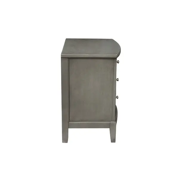 Bedroom Nightstand with 3 Drawers in Gray Finish