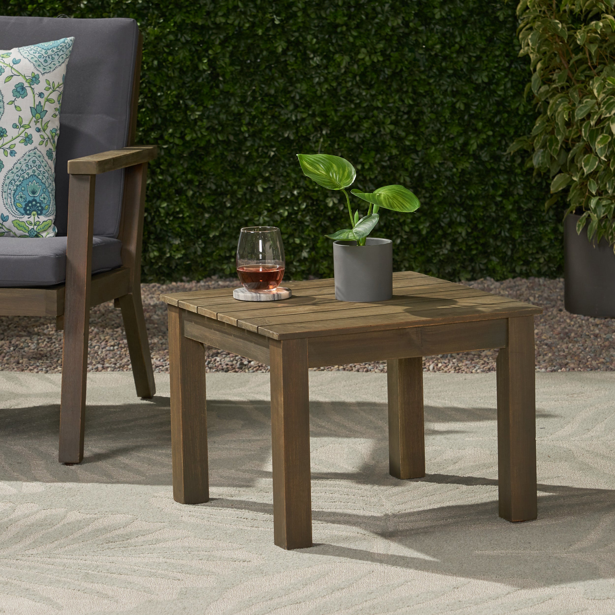 Avacyn Outdoor Mid-Century Modern End Table