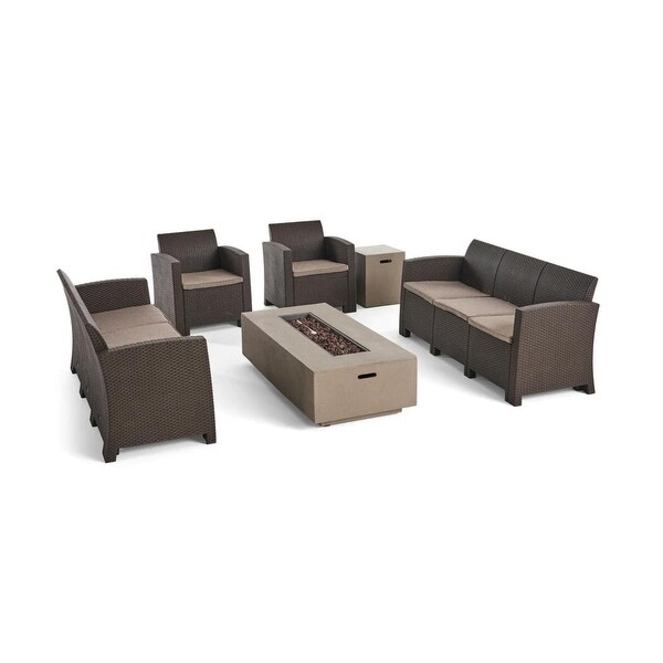 Comet Faux Wicker/ Concrete 6piece Outdoor Fireplace Chat Set by Christopher Knight Home